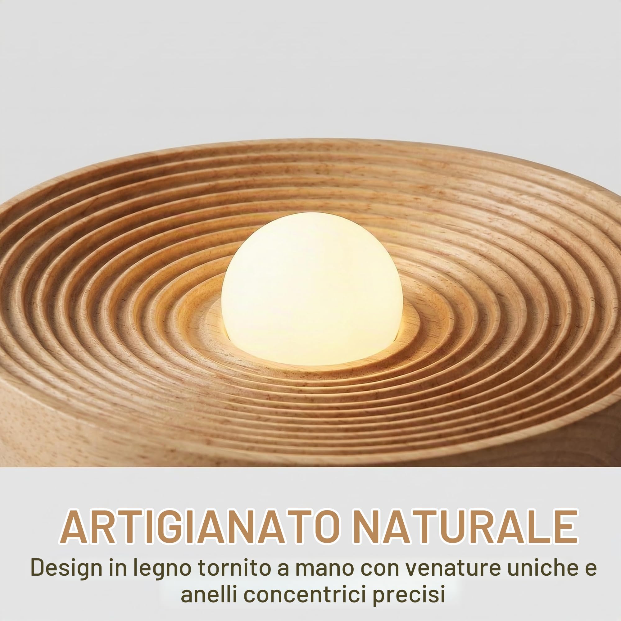 BARCELONA LED Applique da Parete in Legno Rotonda Ø28cm con Sfera in Vetro Bianco G9, Lampada da Muro Stile Nordico Japandi Vintage Industriale, per Camera Salotto Ufficio Scala Ristorante Bar