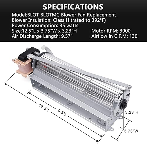 Miniatura 10 de Criditpid Kit de soplador de chimenea de repuesto para chimeneas Monessen, Majestic, Martin, Vermont, soplador de chimenea BLOT BLOTMC para Rotom