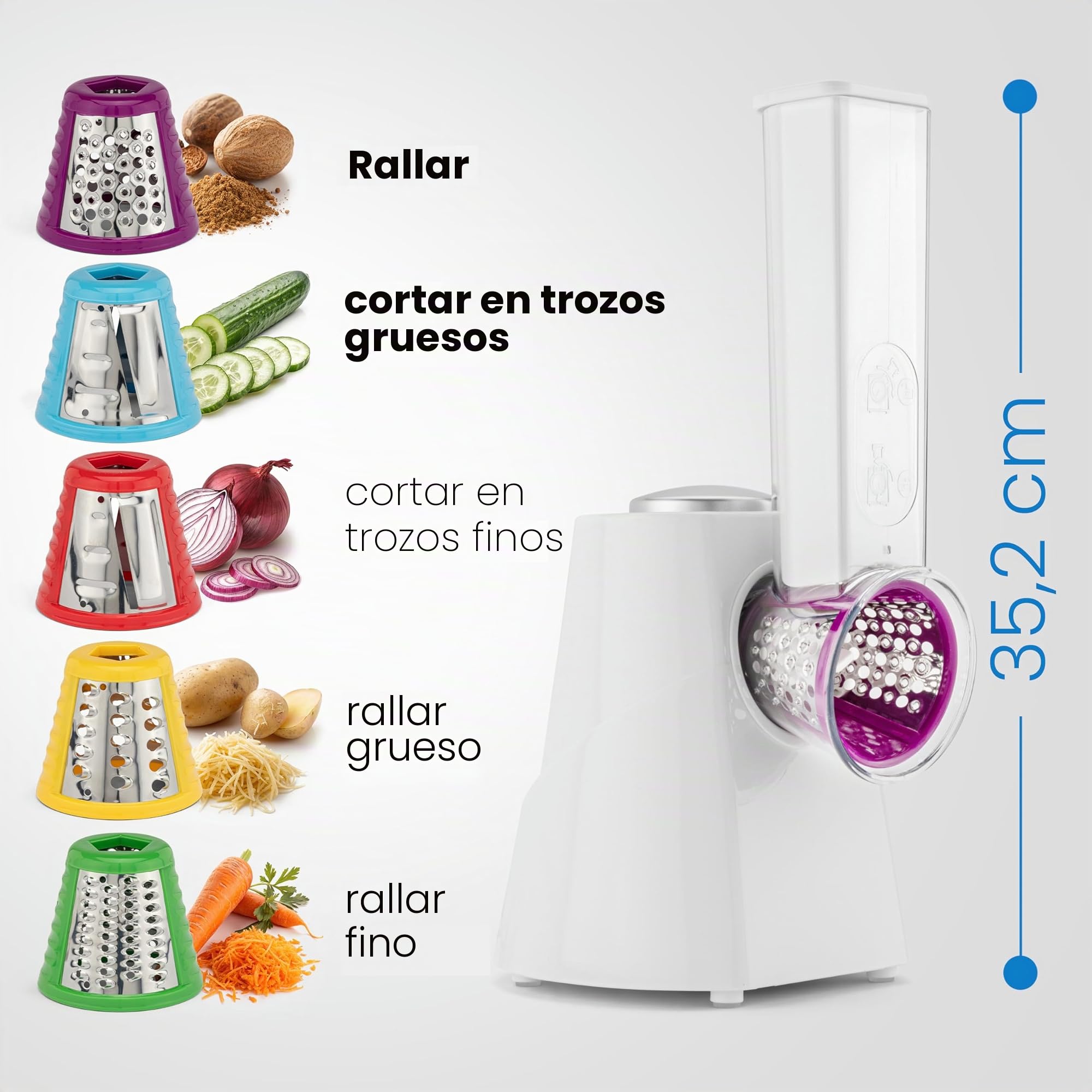 Clatronic Me 3604 Robot De Cocina Multi Express Para Cortar Y Rallar, Blanco