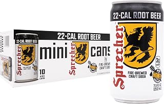 Sprecher Low Cal Root Beer 7.5oz Mini Cans 10-Pack - 22 Calories, Real Honey, Gluten-Free Craft Soda
