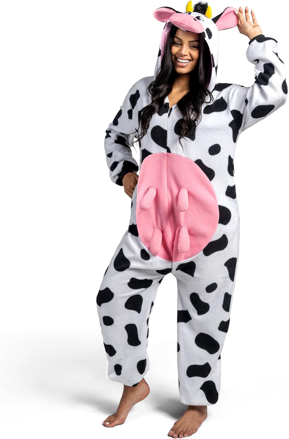 Spooktacular Creations Cow Pajamas, Plush Cow Costume Hooded, Halloween Costume Sleepwear for Cosplay Themed Parties - Image 4