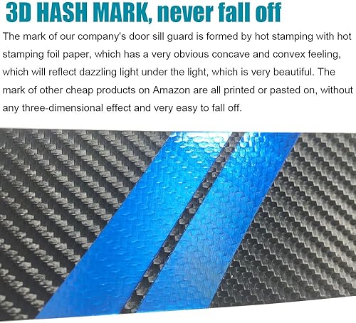 Vista 14 de LEXLEY Protector de umbral de puerta de cuero estilo fibra de carbono 3D para Dodge Challenger 2010-2023, protector de umbral de puerta antiarañazos