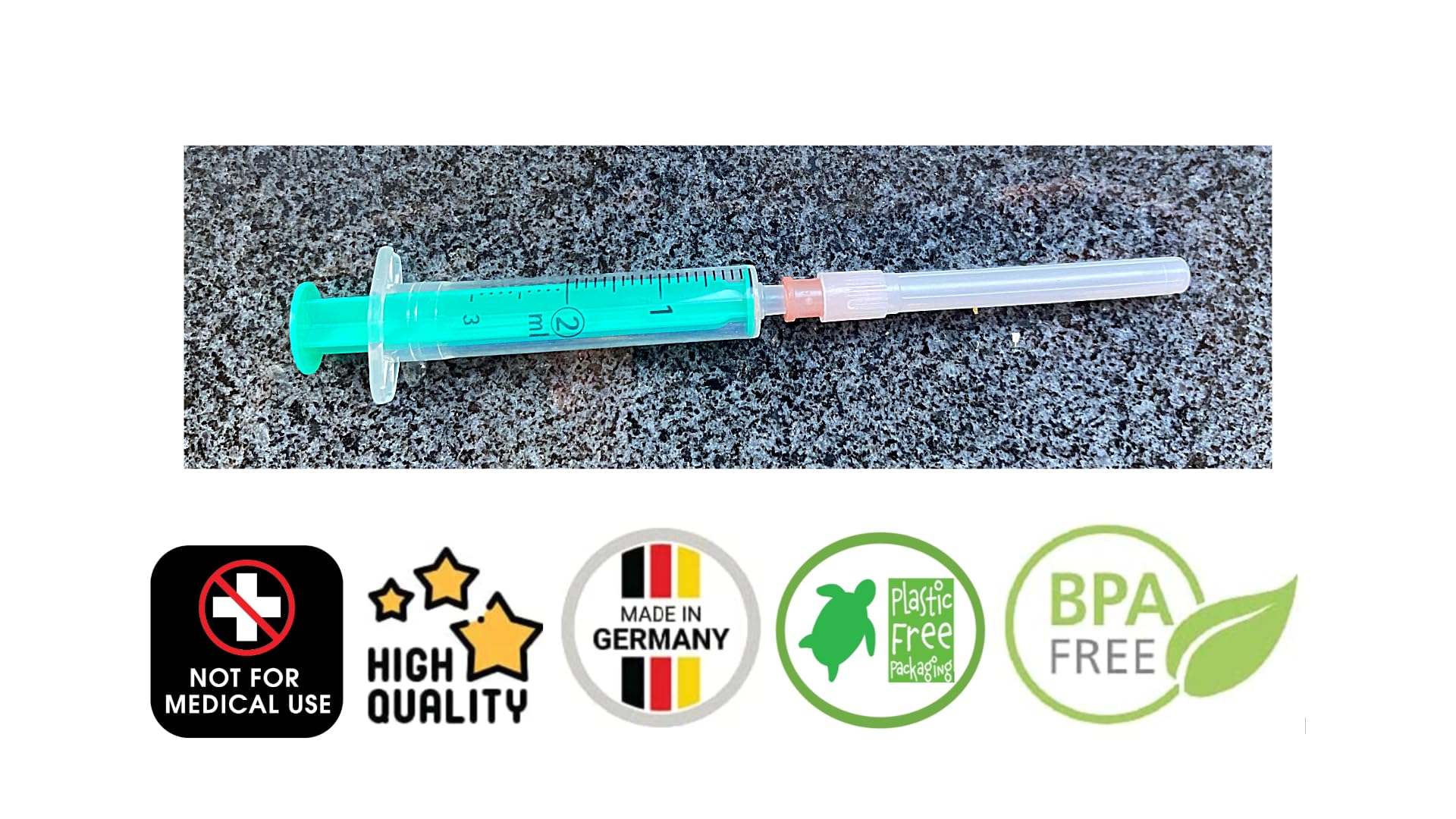 AE-GLAS: Lot de 1 seringues de laboratoire 2ml avec aiguille émoussée pour e -liquide, arôme et maison : Amazon.fr: Commerce, Industrie et Science