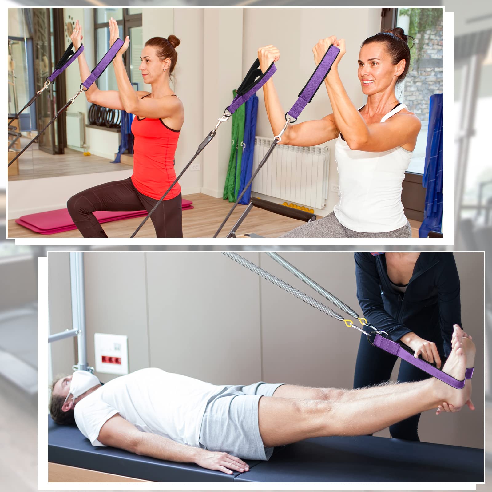 2 x Pilates-Gurte für Reformer, Pilates-Gurte, Pilates-Ausrüstung, Yoga-Gurte, Übungsgurte für Zuhause, Fitnessstudio, Workout