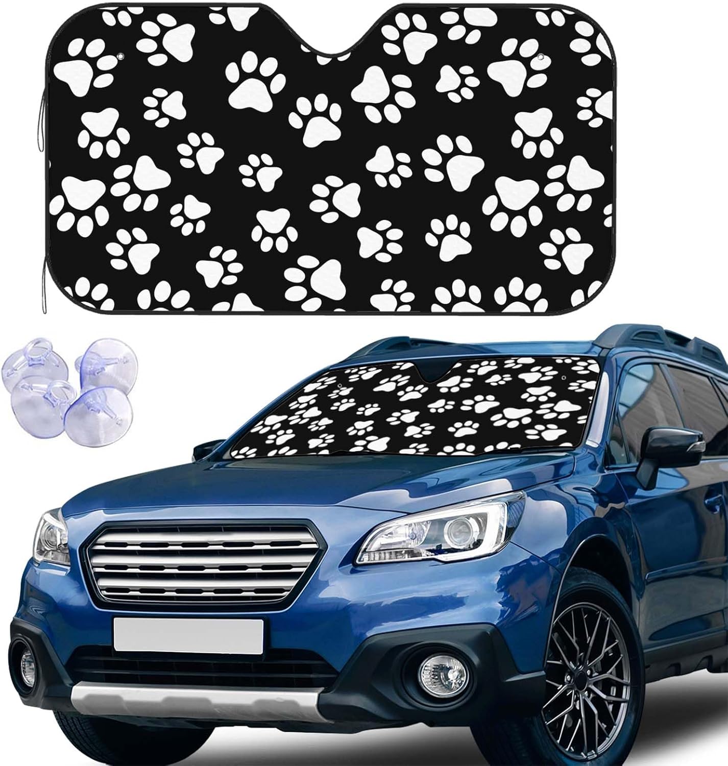 Jnomin Dog Paw Windshield Sunshade - Universal Fit for Cars Trucks SUVs - Blocks UV Rays Keeps Cool