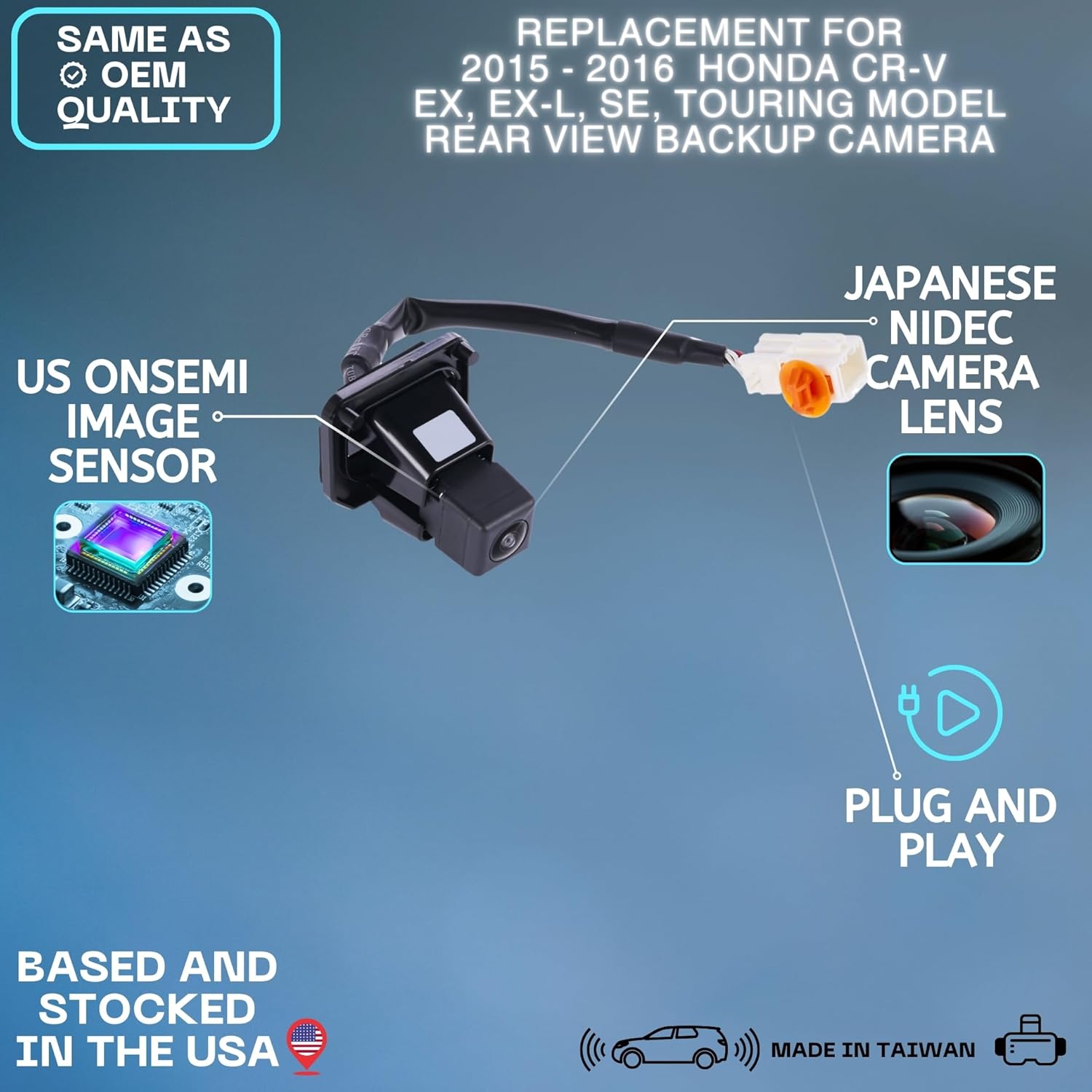 Backup Camera Replaces for 2015 2016 Honda CR-V EX, EX-L, SE, Touring Model OE Part # 39530T0AA21 | 39530-T0A-A21