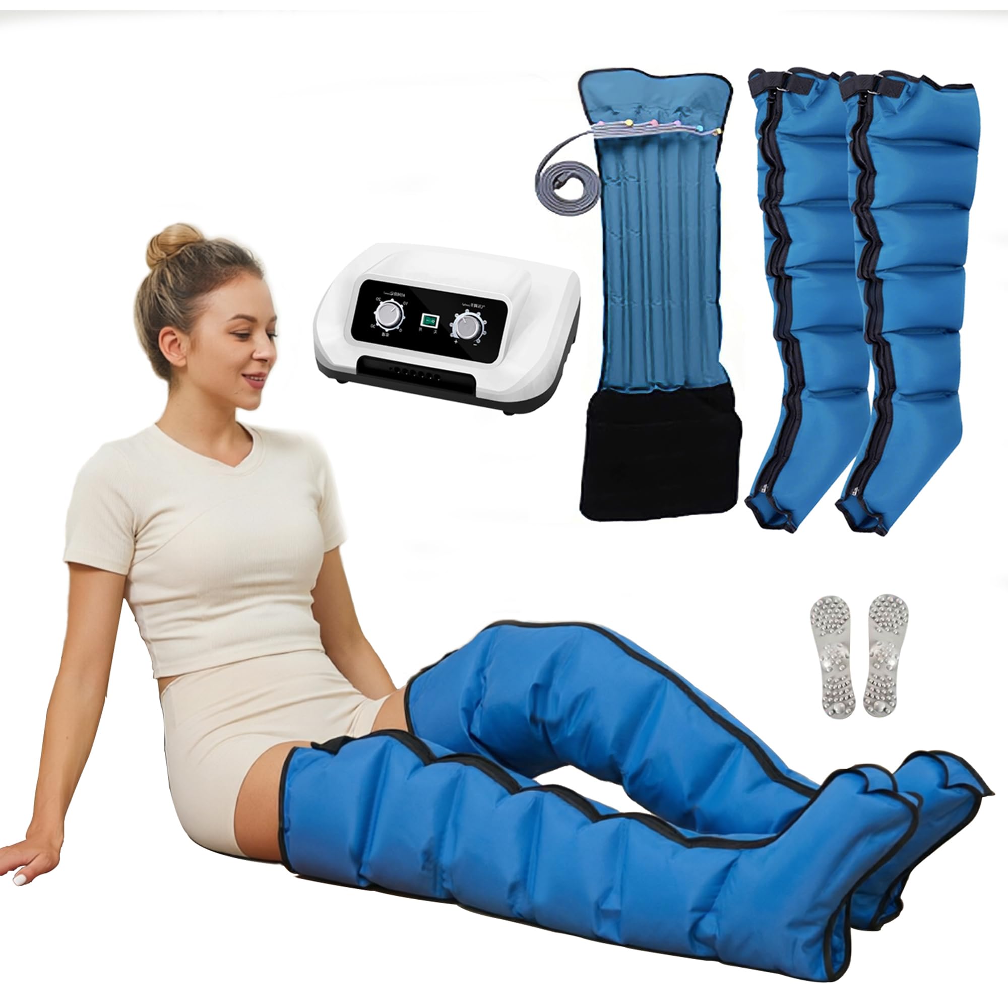 Botas Presoterapia Piernas, Presoterapia Para Casa Profesional, 6 Cámaras | Drenaje Linfático,Presión Configurable,Temporización Configurable ,Mejora La Circulación Recuperación Muscular