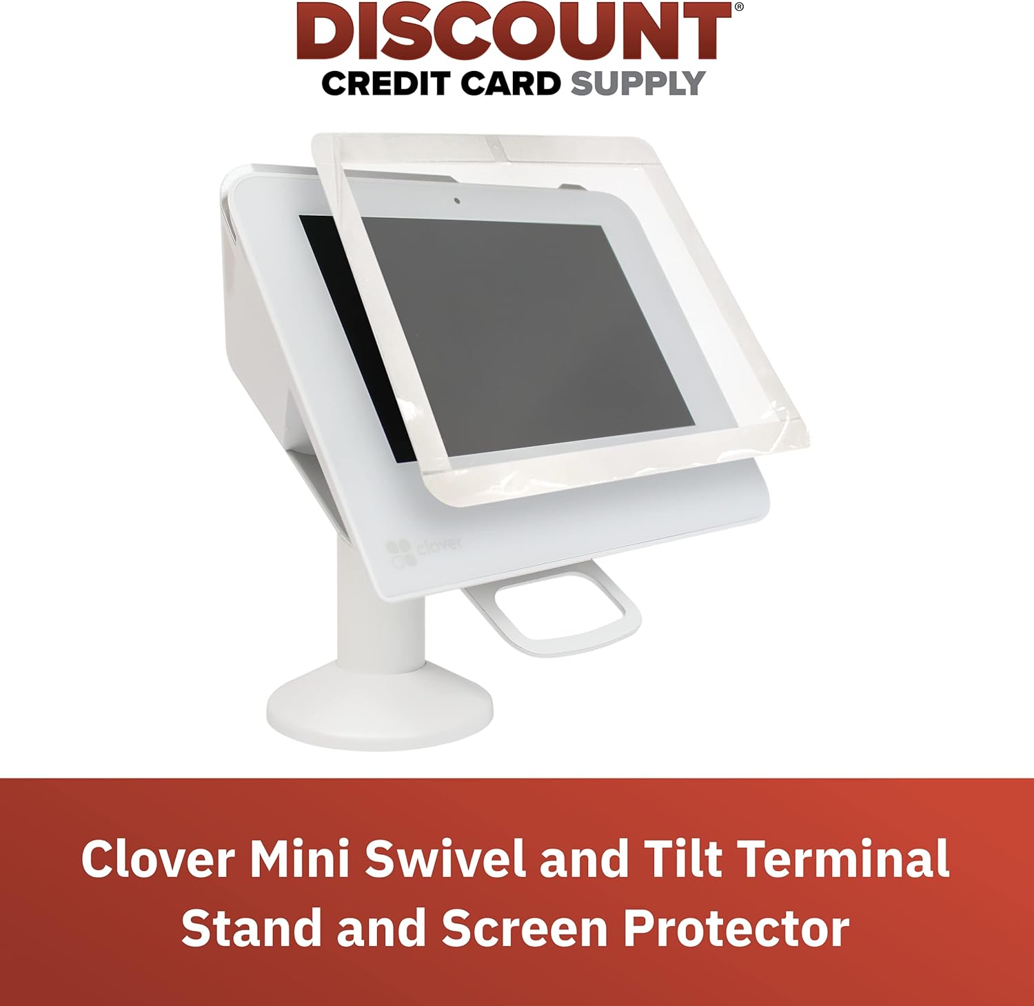 Clover Mini Screen Protector and 7" Swivel and Tilt Stand, Screw-in and Adhesive, White
