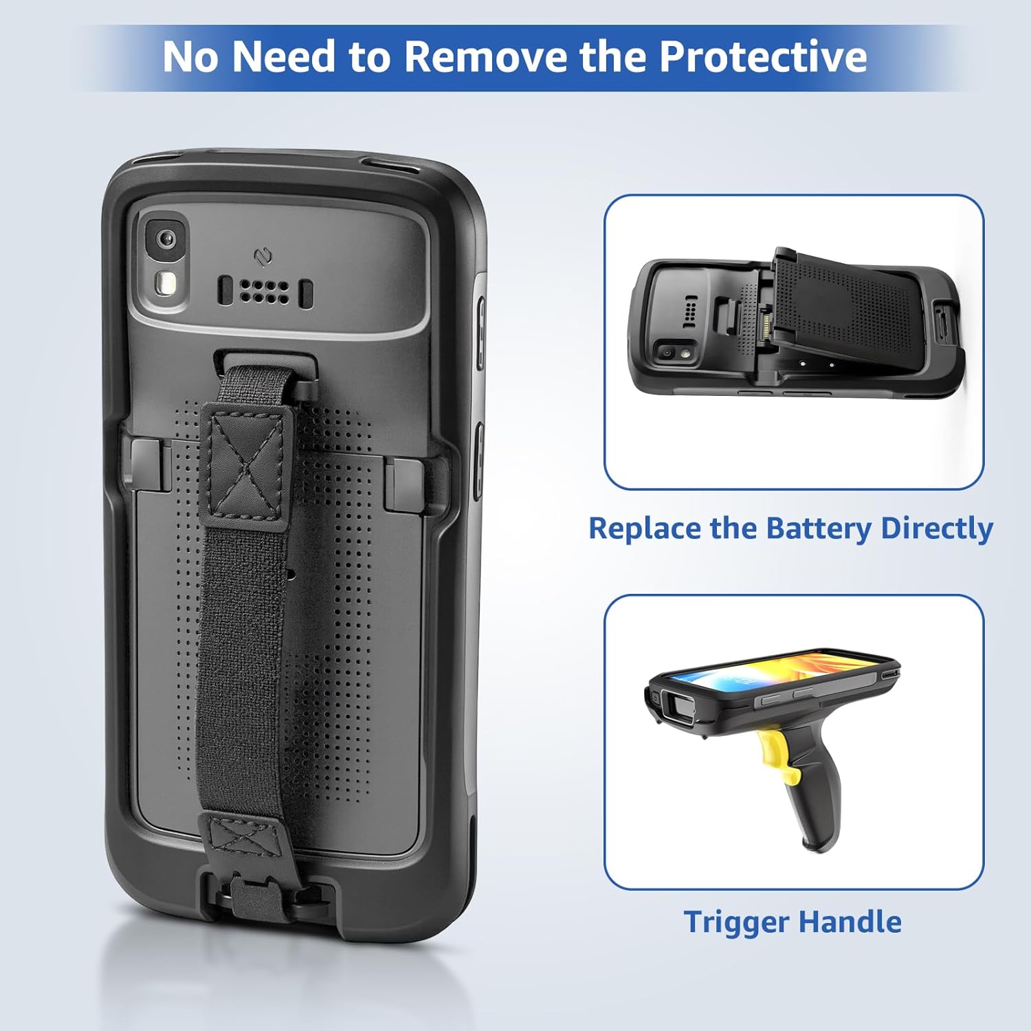 Rugged Case for TC22,Protective Bumper Case Cover Rugged Boot for Zebra TC22 TC27 Mobile Computer Scanner,SG-TC2L-BOOT-01 with Hand Strap and Tempered Glass,Black