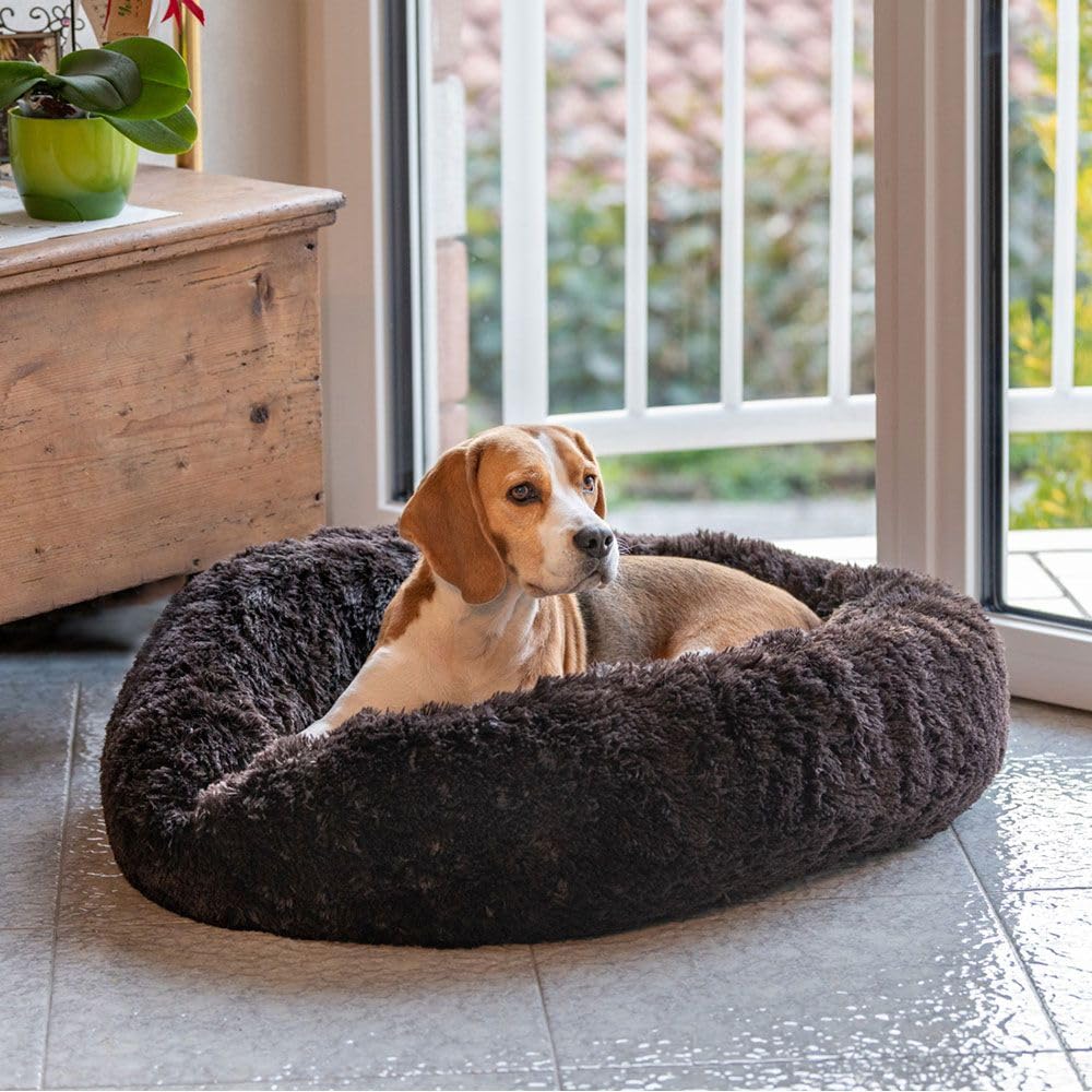 Ferplast Cuccia per Cane da Interno CUDDLY 80, Cuscino Cane, Peluche Morbido, Marrone