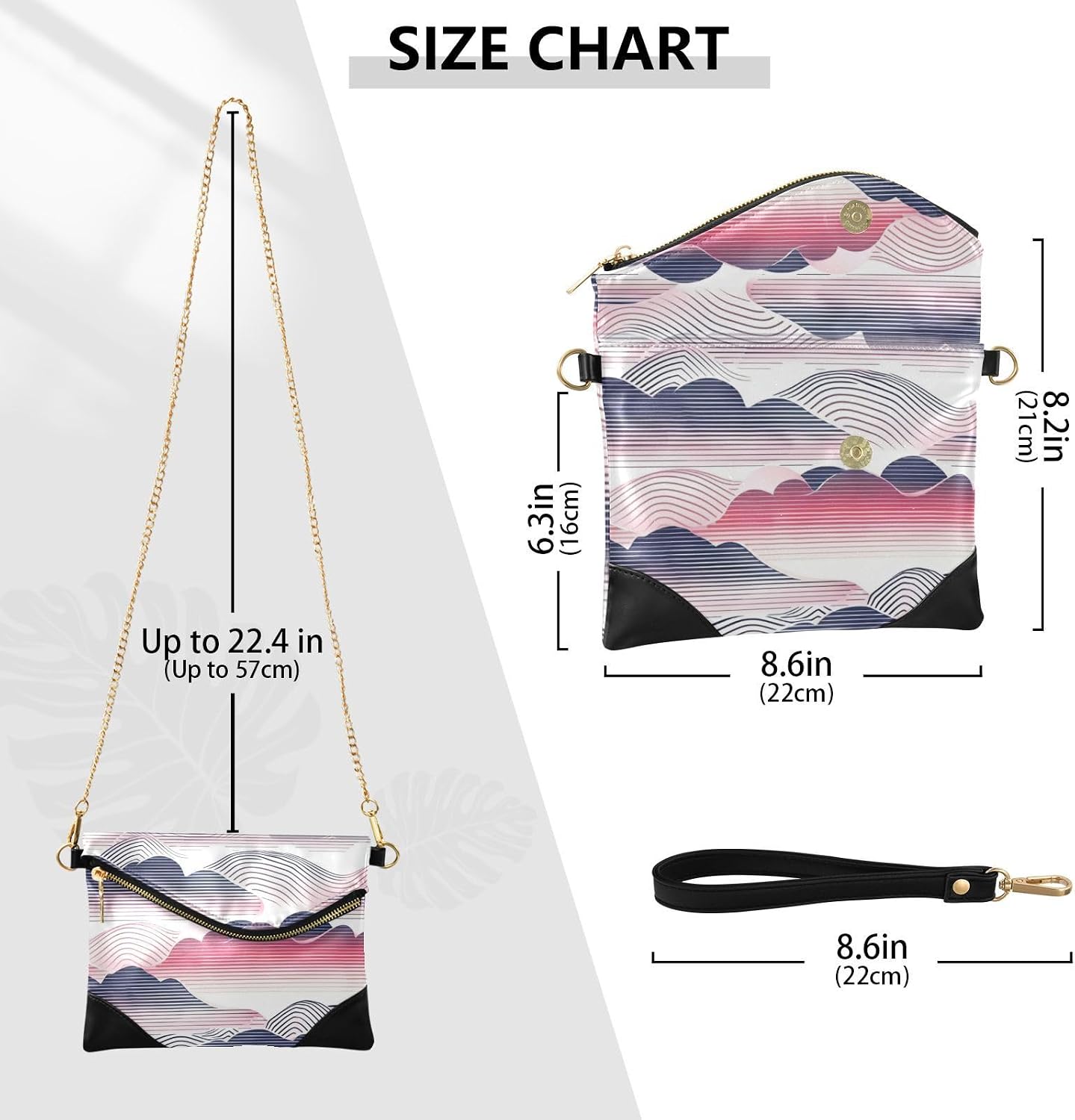 PU Leather Clutch Handbags for Women Trendy Purses And Handbags for Party Japanese Stripe Clouds