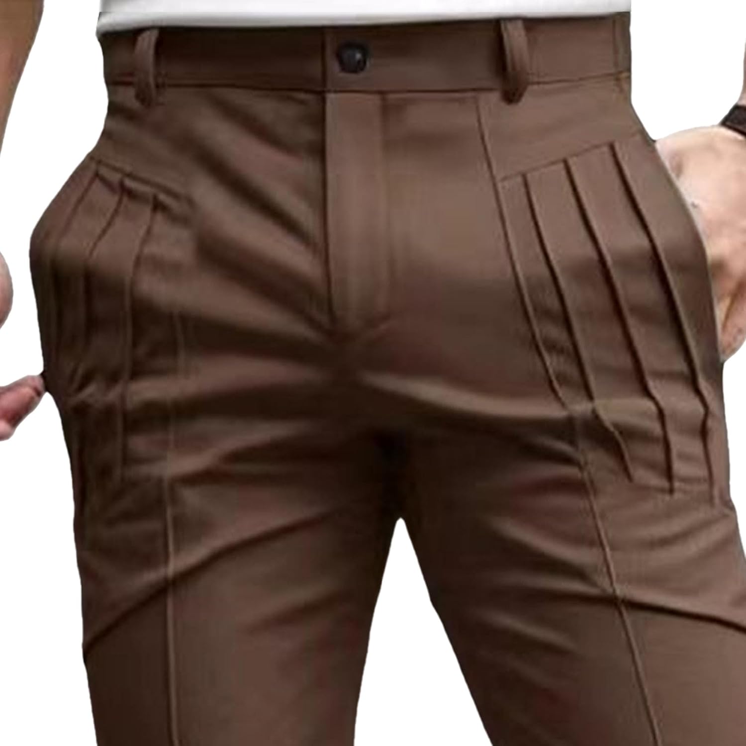 Men's Slim Fit Stylish Outdoor Pants Skinny Casual Work Business Pants Stretch Solid Lightweight Trousers
