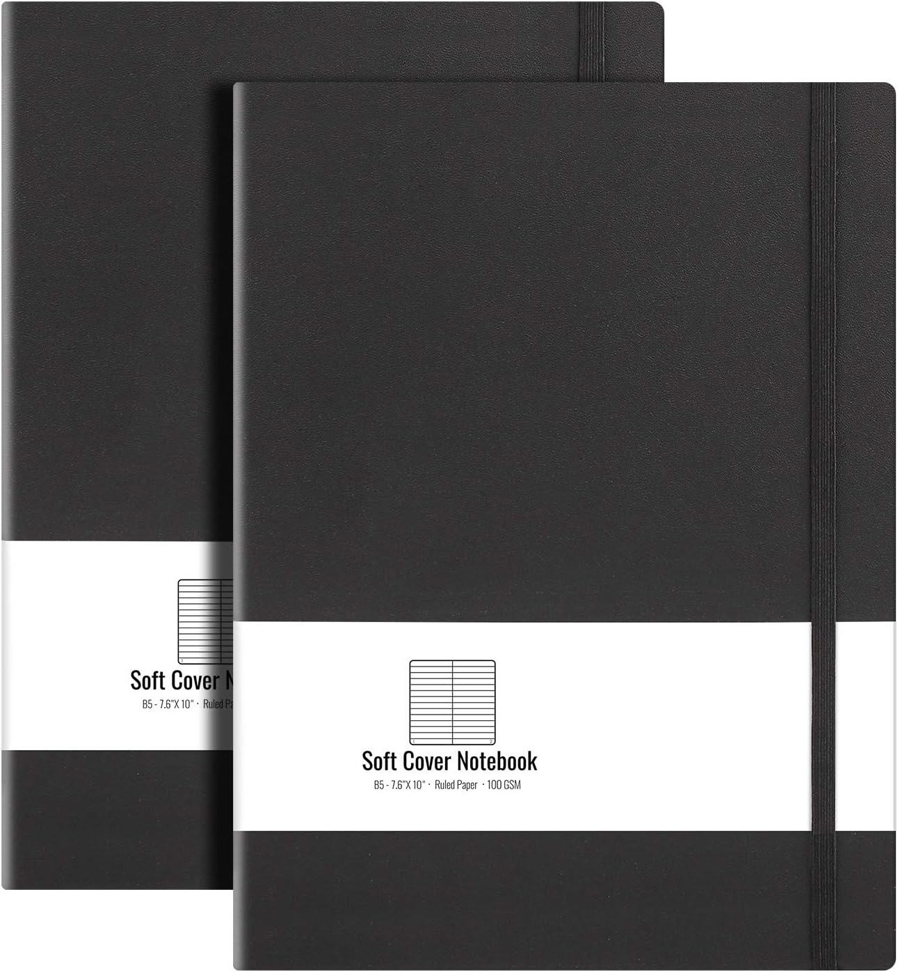 AHGXG B5 College Ruled Notebook Softcover Journals(2-Pack)- Large Composition Notebook 7.6 x 10 inch with Thick 100gsm Lined Paper, Total 408 Numbered Pages