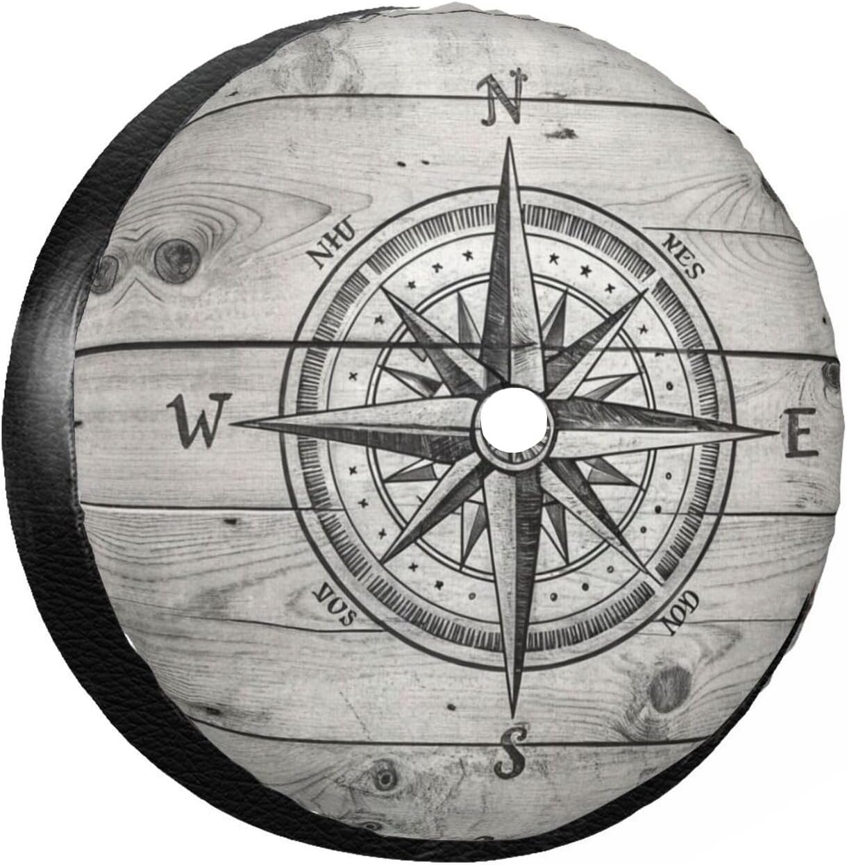 18 Inch Vintage Compass Leather Spare Tire Cover with Backup Camera Hole Universal Wheel Protector for Wrangler Jl SUV Rv Trailer Camper Truck