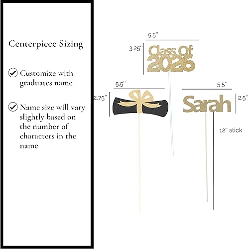 Miniatura 5 de Personalized 2025 Graduation Centerpiece Sticks, Graduation Party Decorations, Grad Centerpieces for Daughter's Grad Party, 3 Pieces per Pack by Zee