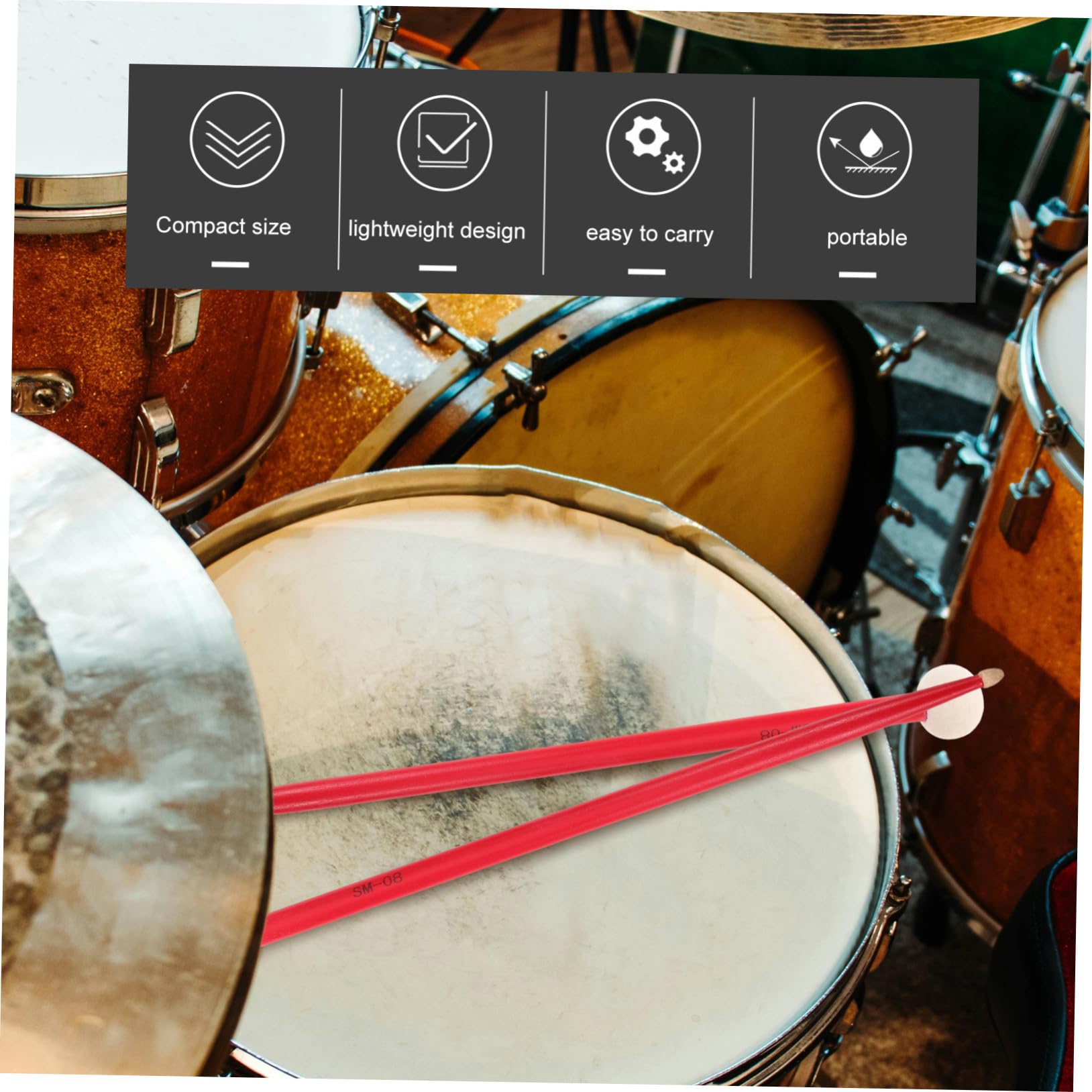 Baquetas de Percusión de Doble Cabeza para Timbal de Arce Resistente Mallets Versátiles para y Batería Accesorio Preciso para Músicos Amateurs