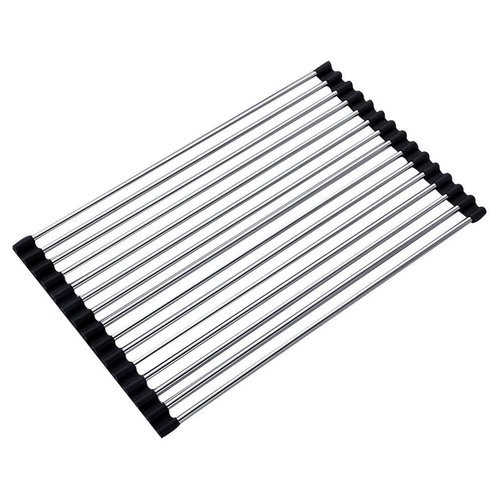 DreamColor Roll Up Dish Drying Rack Over The Sink Drainer Rack Kitchen Draining Board 35X47CM/13.78x18.5 inch