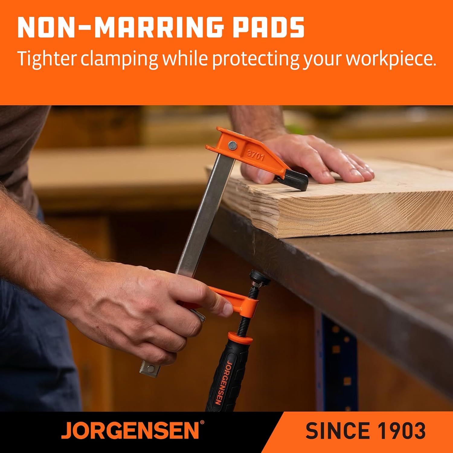 JORGENSEN 4-pack Steel Bar Clamps Set, 6 inch & 12 inch Medium Duty F-Clamp - 600 Lbs Load Limit for Woodworking