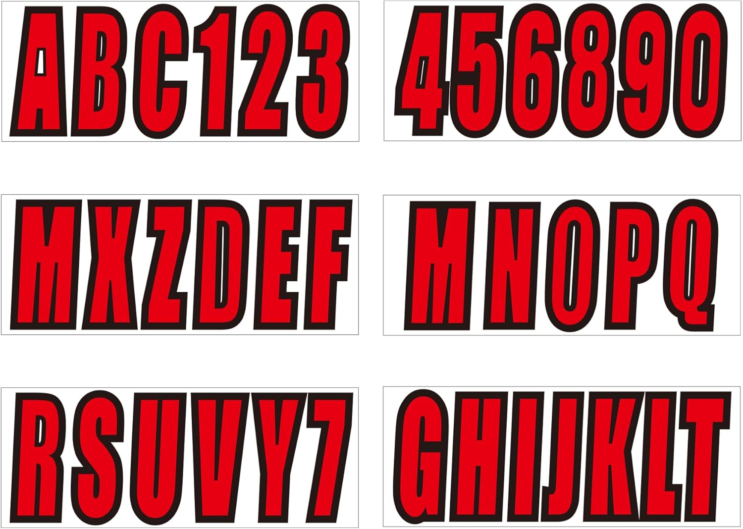 4 Sets 3" Registration Numbers and Letters Sticker Decal Kit for Fishing Pontoon Boats Personal Watercraft Jet Skis Sea-Doos Black