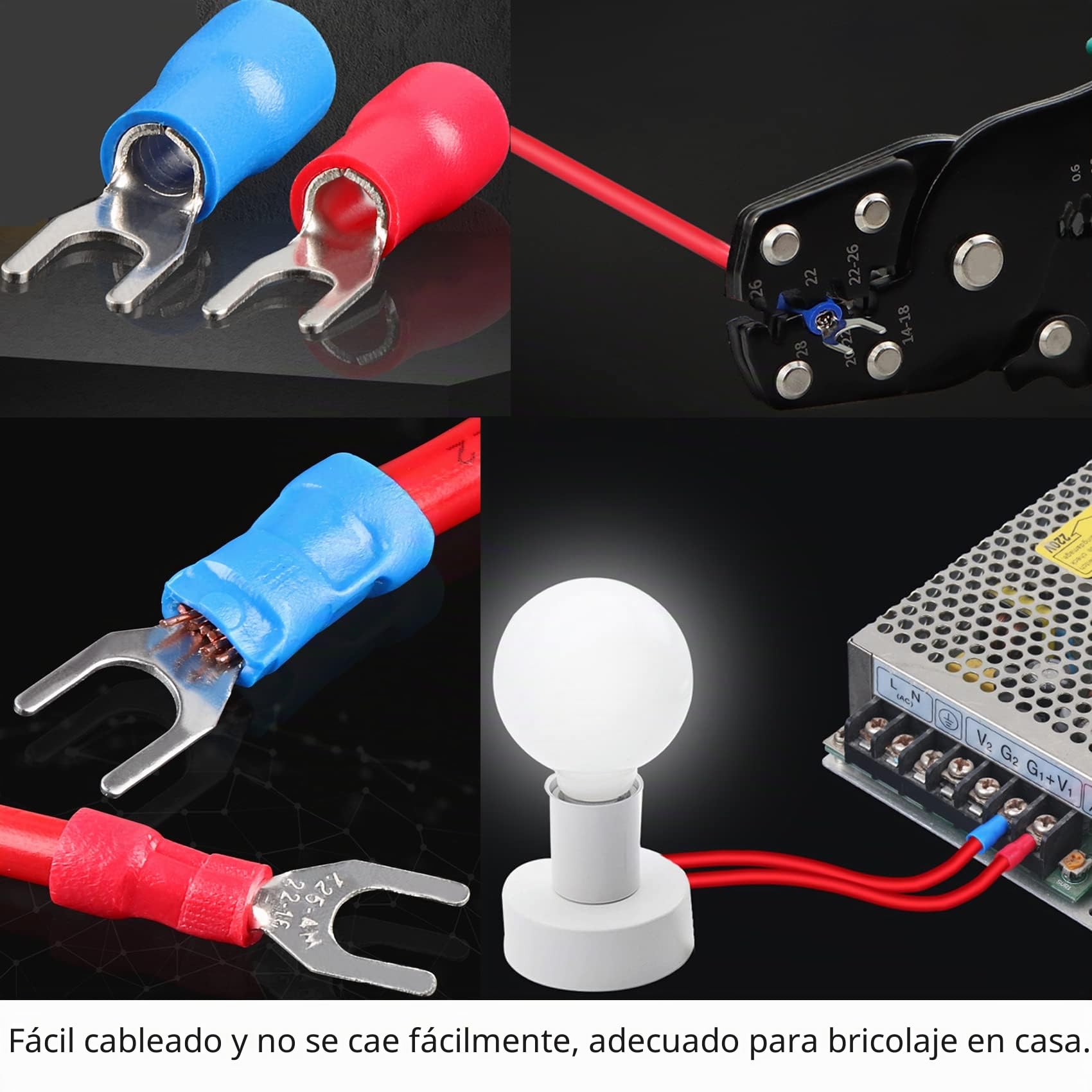 280pcs Terminales Eléctricos 15 Tipos Faston Macho/Hembra Aislados, Conectores 2.8mm 4.8mm 6.3mm Juego de Cables Crimp Connectors