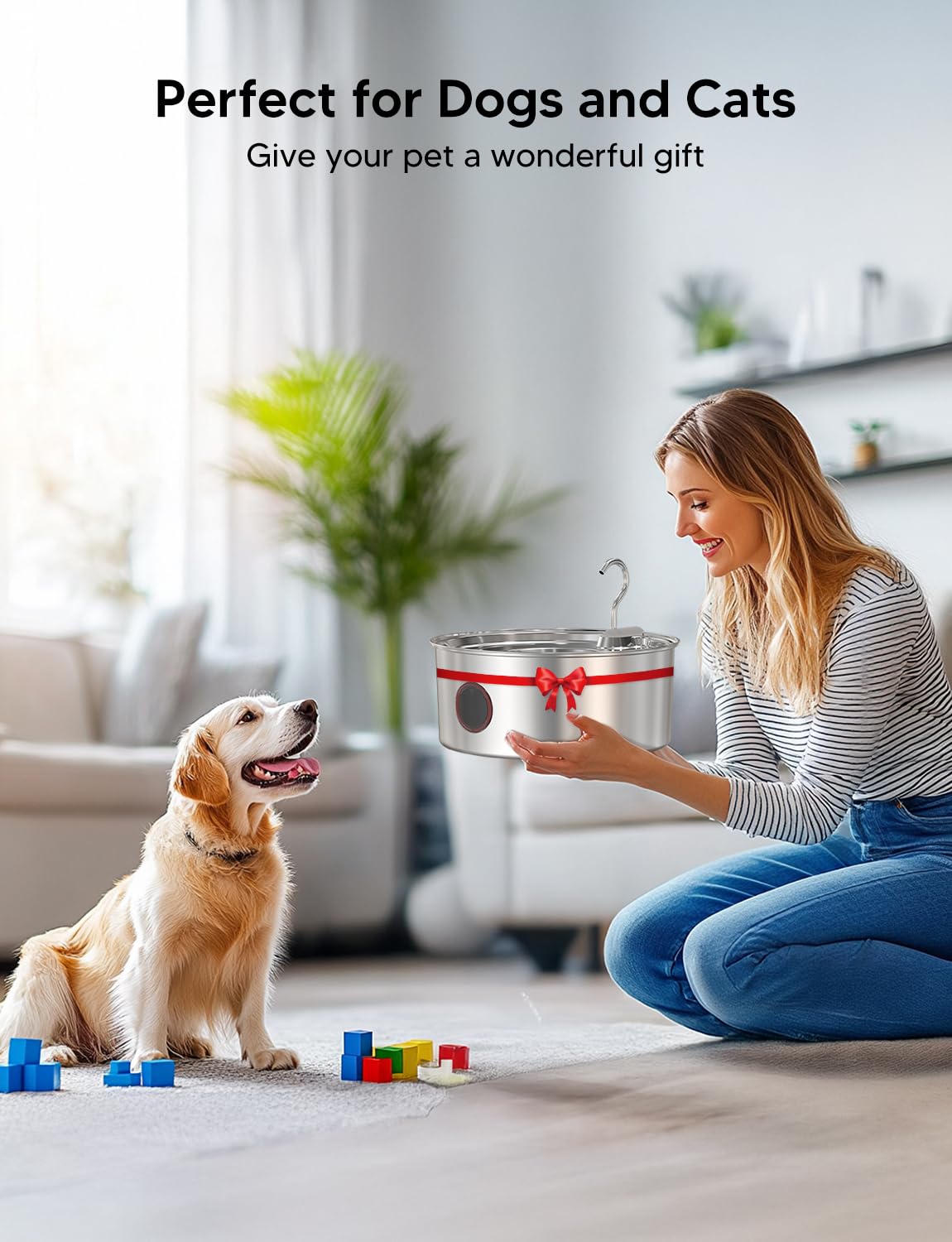 Dog Water Fountain for Large Dogs- 270oz/8L Stainless Steel Dog Water Bowl Dispenser Automatic Pet Water Fountain with Ultra-Quiet Pump/Quadruple Filtration for Dogs, Cats, Multiple Pets - image 7