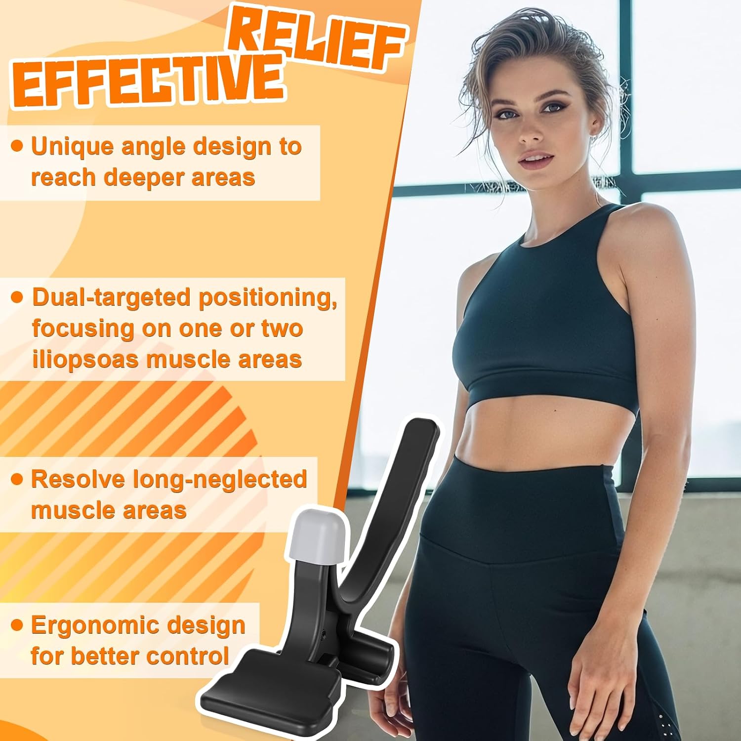 Ceenna Psoas Release Tool Adjustable Hip Hook for Deep Muscle Relief Portable Trigger Point Massage Tool for Iliacus Waist Pain Sciatica Back Relief Hip Flexor Release
