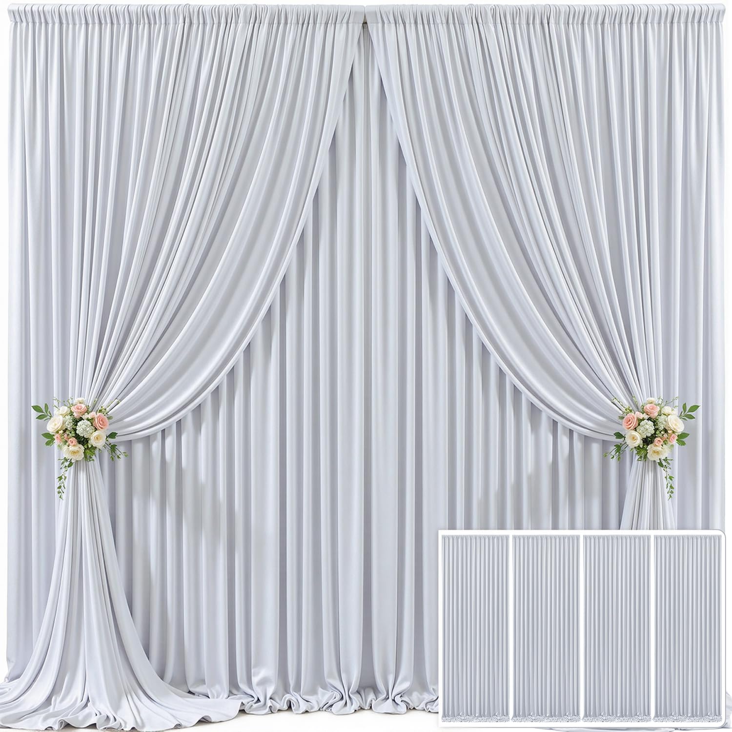 10x10 Champagne Backdrop Curtain for Parties Wedding Baby Shower Wrinkle Free Photo Curtains Backdrop Drapes Fabric Decoration for Bridal Shower 5ft x 10ft,2 Panels — view 75
