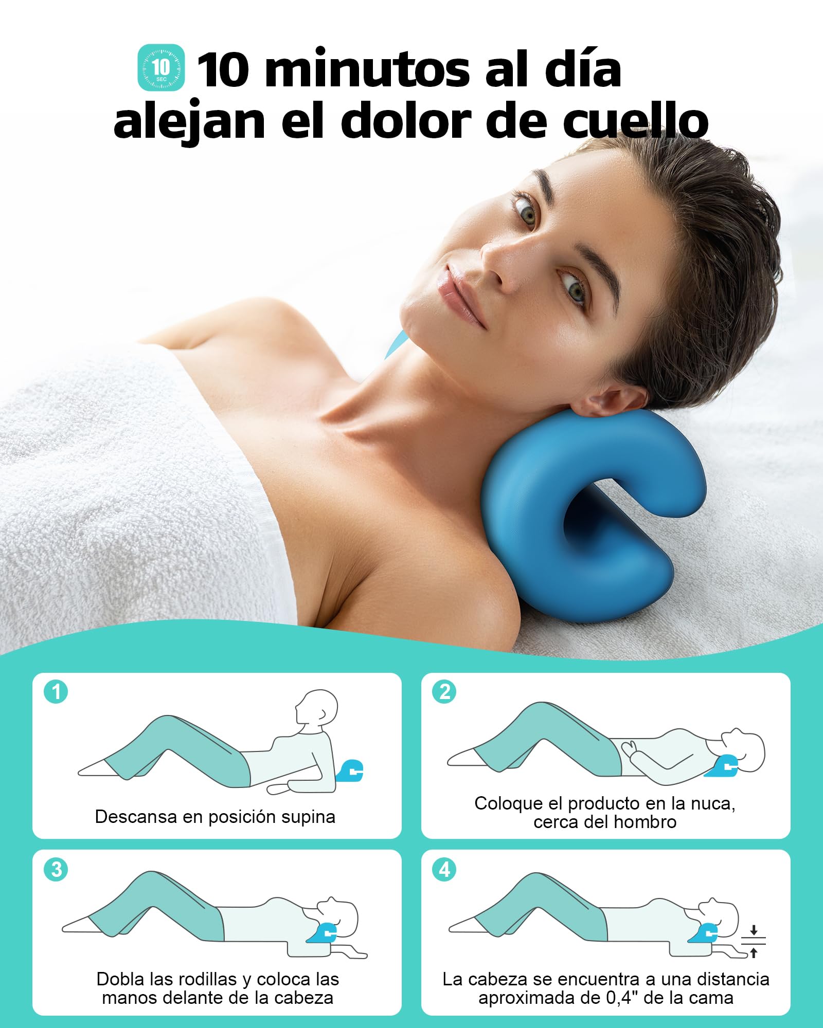 Almohada Cervical Ortopédica para Aliviar Dolor de Cuello, Camilla de Estiramiento Cervical para Hombros y Vértebras, Corrector de Postura para Casa/Oficina