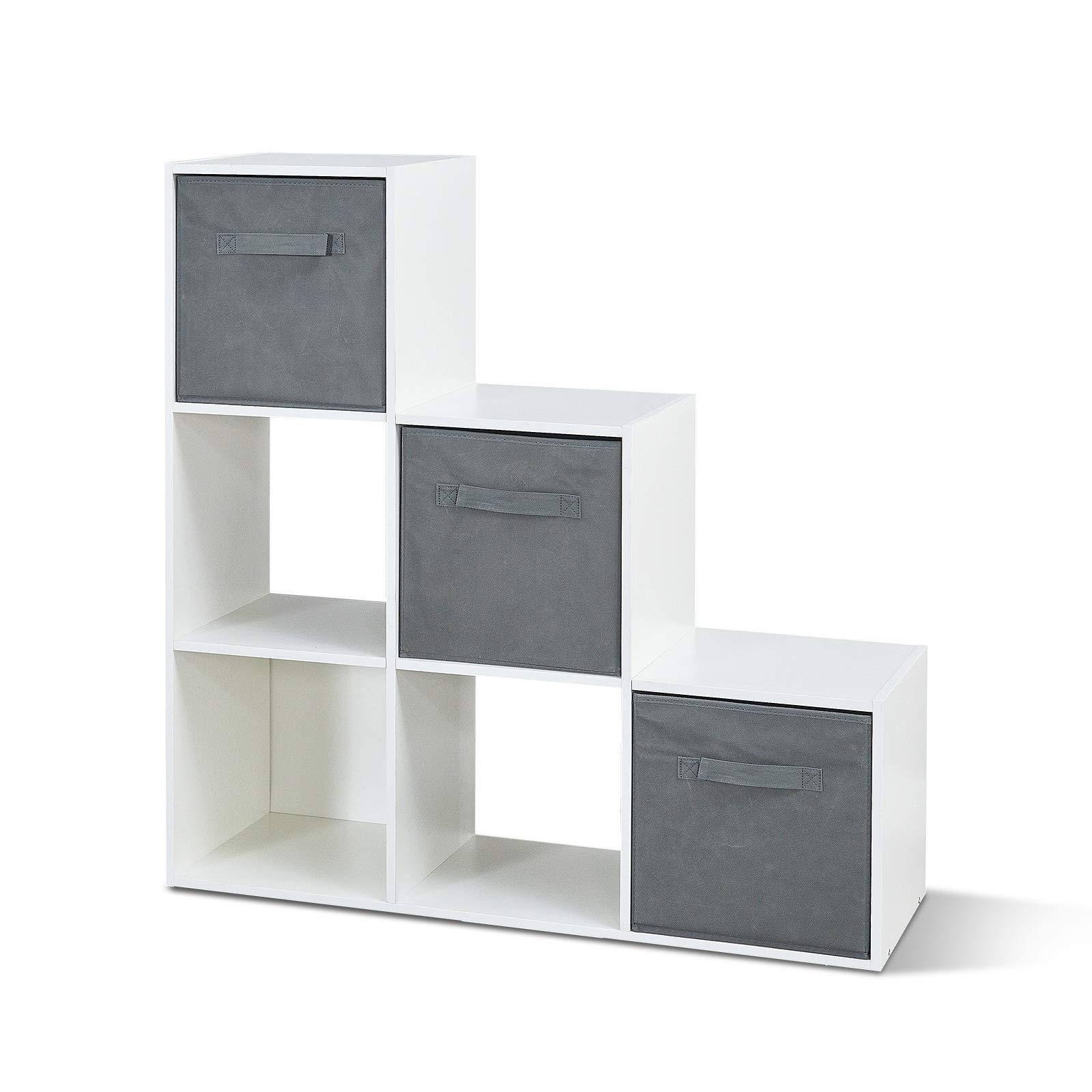 Buy Meerveil Storage Unit, Wooden Bookcase 6Cube Step Style with 3