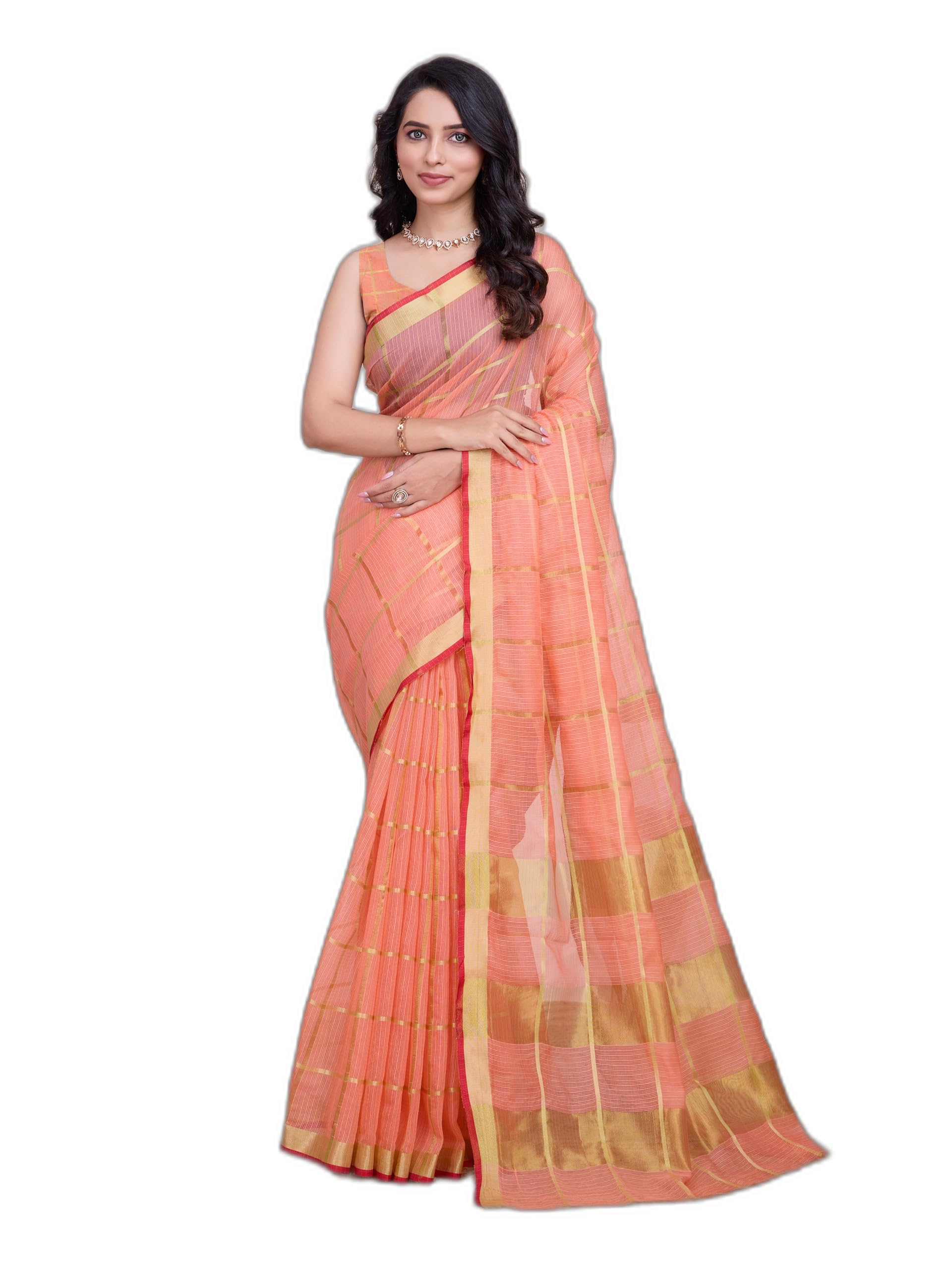 Women's Multicolor Cotton Silk Saree with Unstitched Blouse Piece-picture-36
