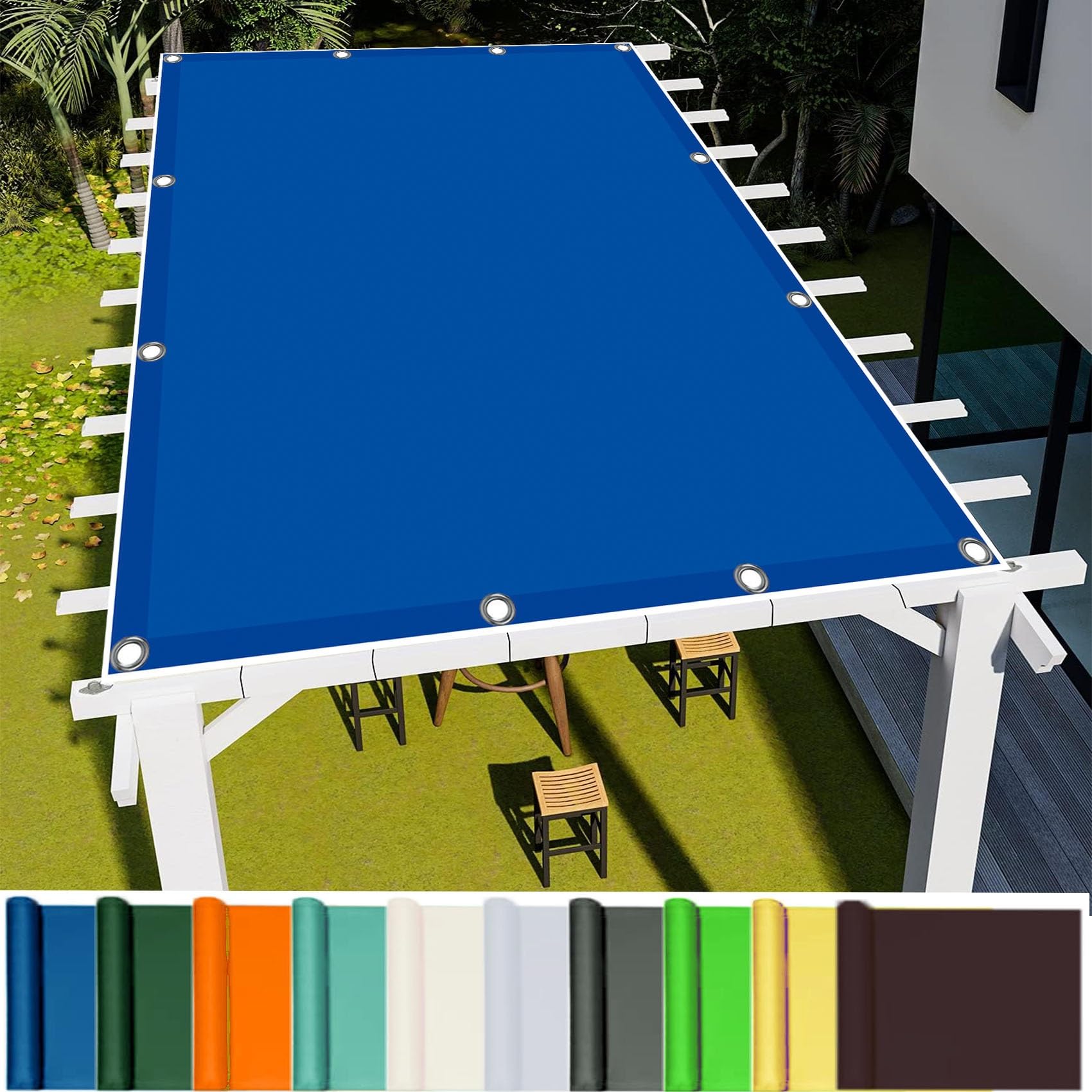 WQPMNYG Outdoor Patio Sunshade Sail Canopy 5.5 x 6.5m UV Resistant & Easy Install Navy Blue