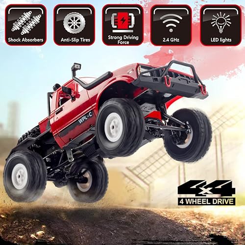 Miniatura 3 de RC Crawler 116 Escala RC Rock Crawler, WPL C14 All Terrain RC Car RTR 4x4 Off-Road Camiones de control remoto con luces LED y dos baterías para