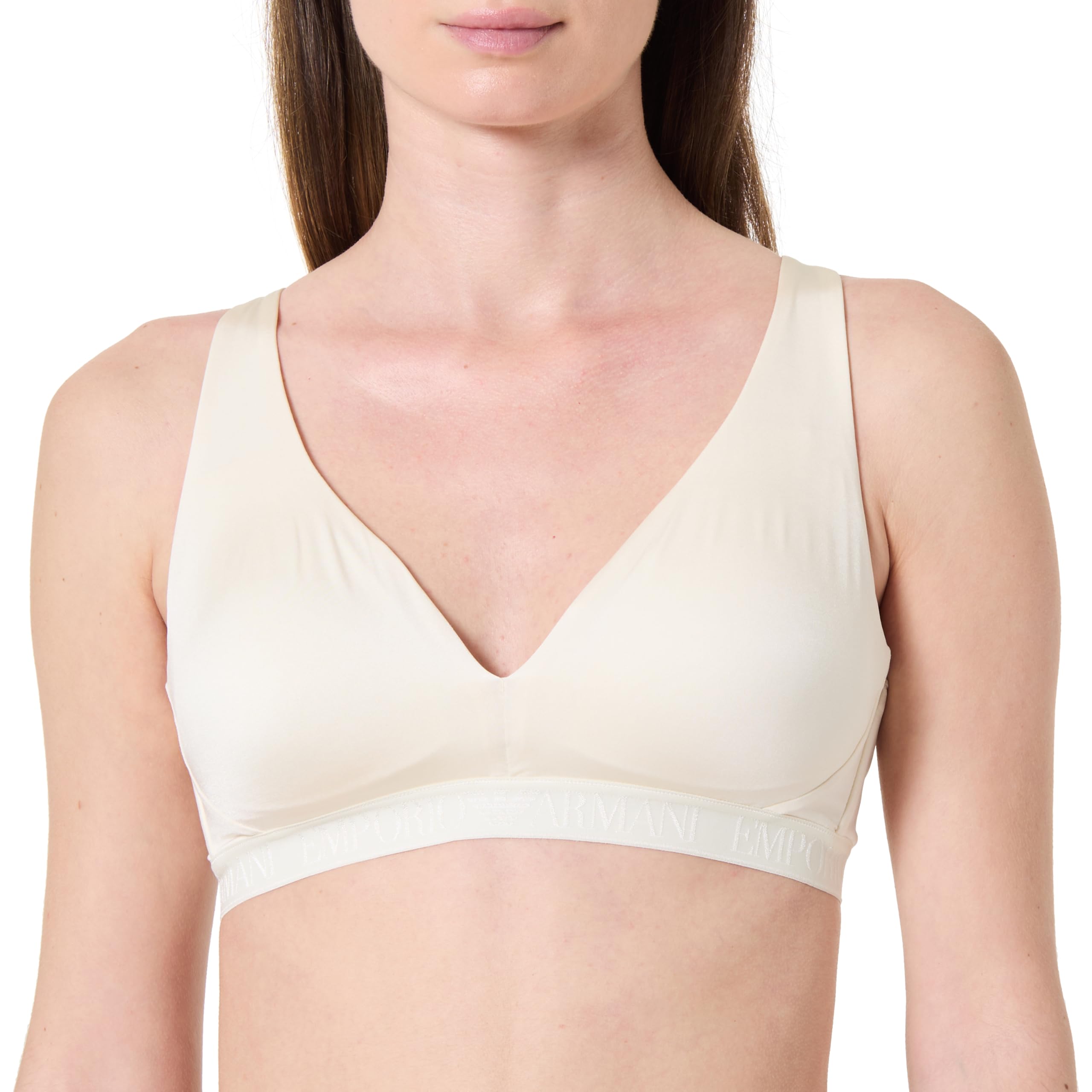 EMPORIO ARMANI Woman's Iconic Microfiber Removable Pads Bralette White L