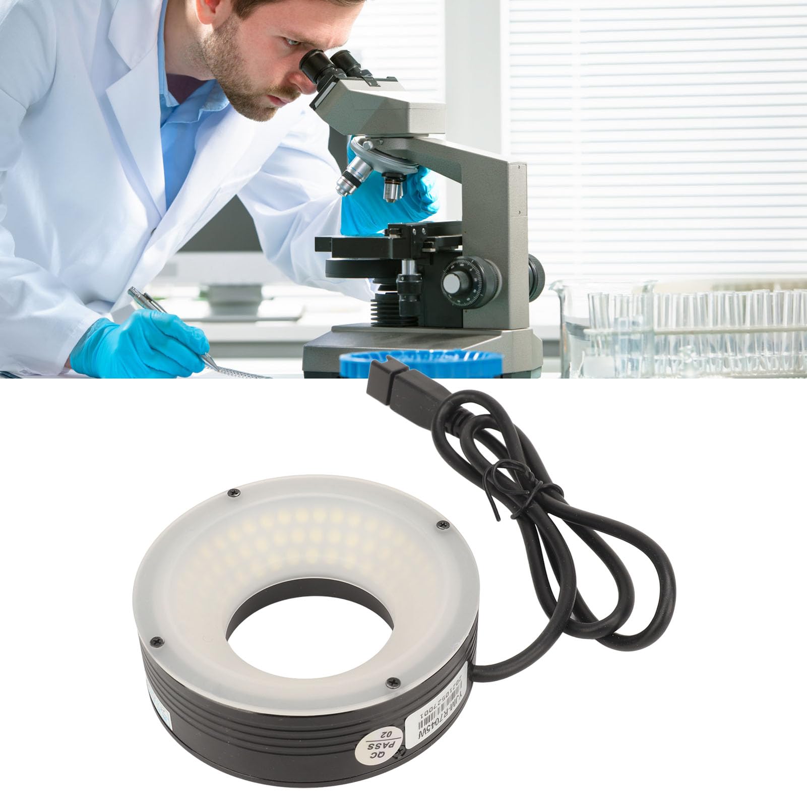Lámpara de Anillo LED para Microscopio, Fácil de Instalar Iluminador de Lámpara de Luz de Anillo de Microscopio Confiable de Alto Brillo 24 V Versátil Práctico para Binoculares