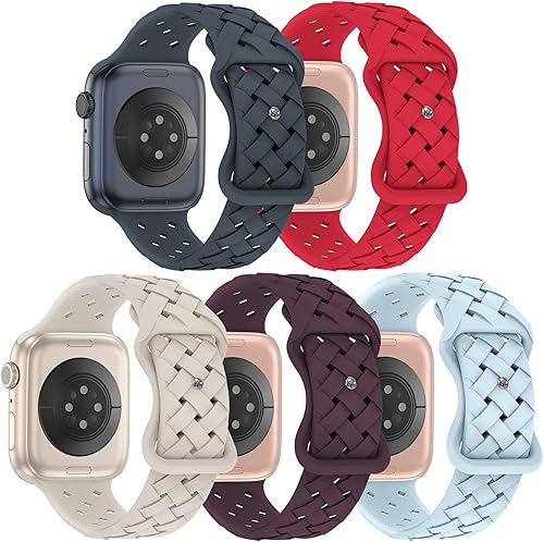 Paquete de 5 correas de silicona suaves compatibles con Apple Watch Band de 1.496 pulgadas, 1.575 pulgadas, 1.614 pulgadas, 1.654 pulgadas, 1.732 Paquete de 5 correas de silicona suaves compatibles con Apple Watch Band de 1.496 pulgadas, 1.575 pulgadas, 1.614 pulgadas, 1.654 pulgadas, 1.732
