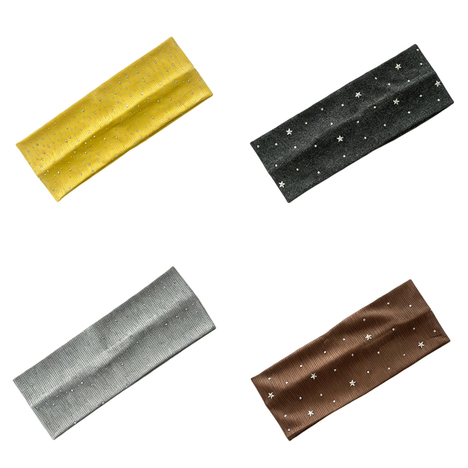 CYUCHENC wide headband 4 Pack Hot Rhinestone Starry Sports Solid Color Pit Strip Elastic Head Scarf Wide-brimmed Yoga Hairband Headband-3-four