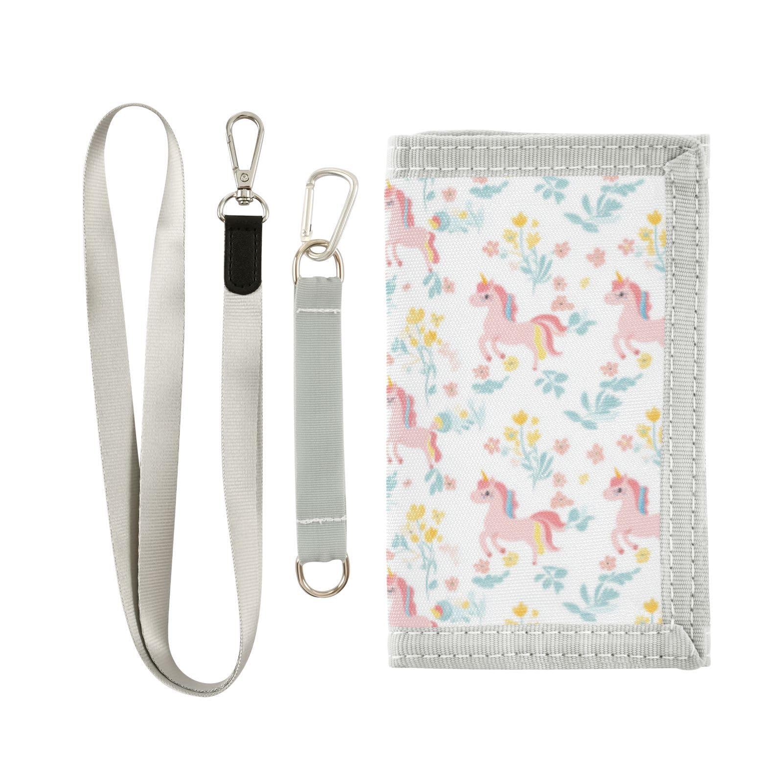 Wusikd Cute Unicorns Kids Wallet for Boys Girls Flower Toddler Trifold Wallet Novelty Wallet for Teens Women Men