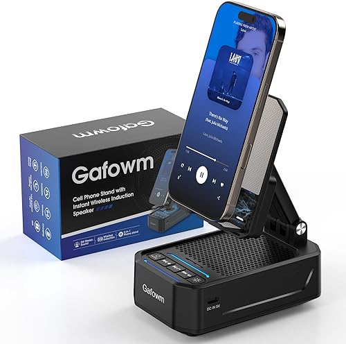 Miniatura 8 de Soporte para teléfono celular con altavoz Bluetooth de inducción inalámbrica instantánea, no necesita emparejamiento Bluetooth, conexión de 1