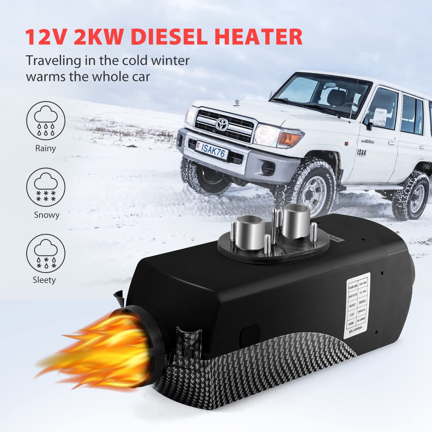 Calefacción Estacionaria 12V, Calefaccion Diesel Ajustable con Pantalla LCD, Calentador de Aire Diésel con Control Remoto, Bajo Consumo para Coche Furgoneta, Automóvil Camiones Barco Autobús