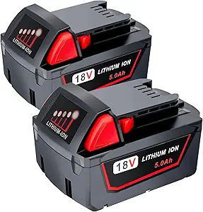 5.0Ah Replacement Battery for Milwaukee 18V Battery Compatible with Milwaukee M18 Battery 48-11-1850 48-11-1852 48-11-1820 48-11-1828 48-11-1830 Cordless Power Tools 2 Pack