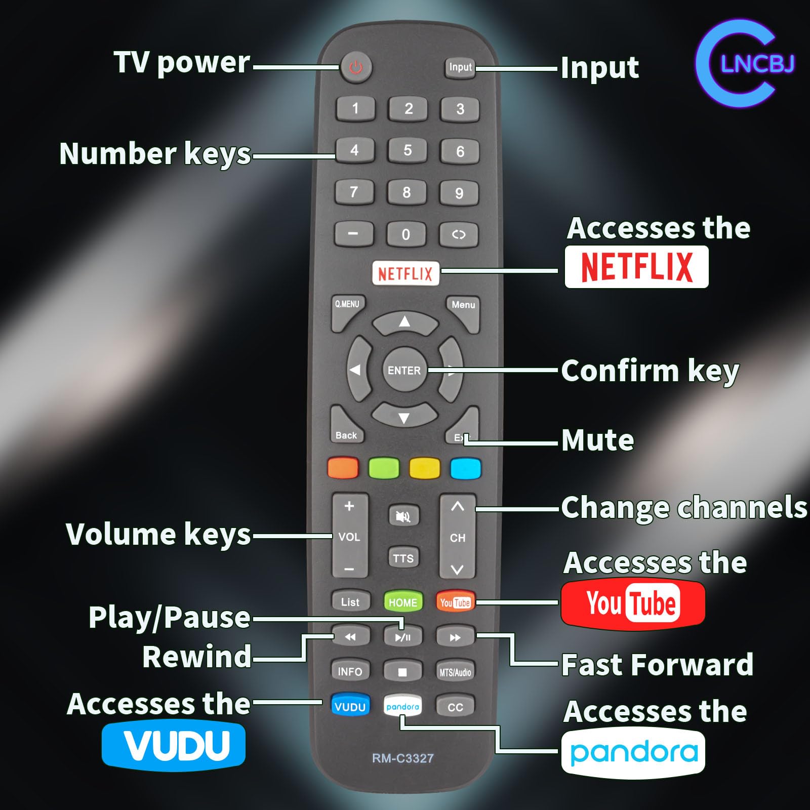 RM-C3253 Replaced IR Remote Fit For JVC Fire TV Edition Smart 4K Hdr Led Tv Lt40cf890 Lt49cf890 Lt55cf890 Lt49cf890a B09d774jpk