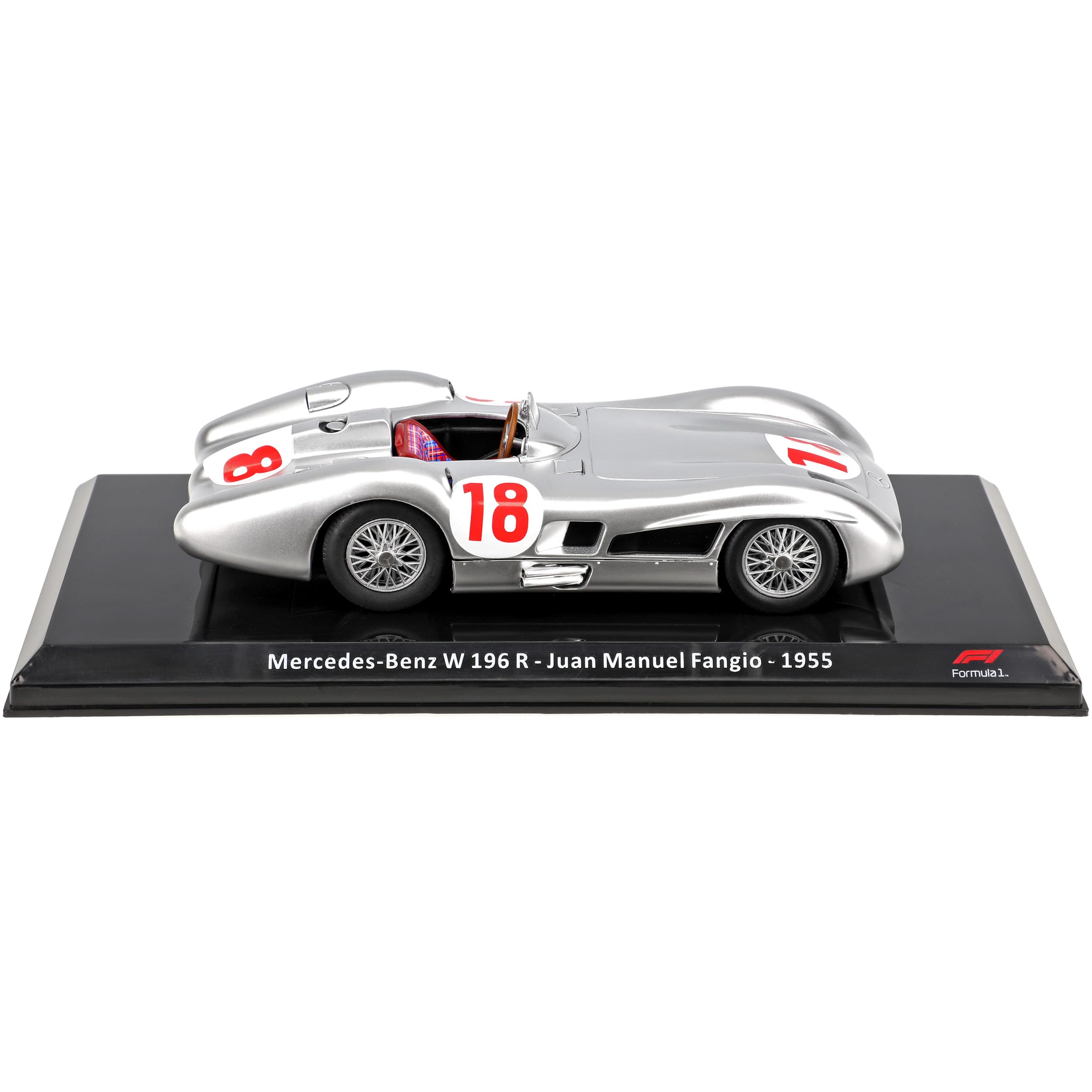 alles-meine.de GmbH Mercedes-B. W196 R Juan Manuel Fangio 1955 Formel 1 mit Sockel und Vitrine 1/24 Modell Auto