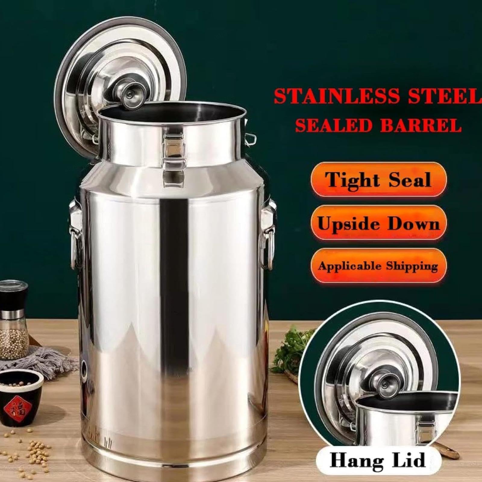 Lata Para Aceite Con Tapón Hermético Bidón Para Vino De Acero Inoxidable,Nofaucet-28L