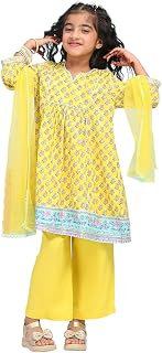 Biba Girls Cotton Printed A-Line Suit Set Price In India