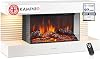 KAMINIO Electric Fireplace LIZ - Wall-Mounted Fireplace with Heater, 3D Flame Effect, LED Mood Light, Remote Control (White)