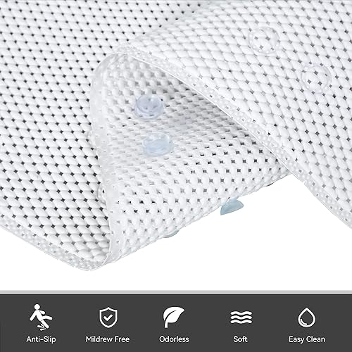 Miniatura 2 de DwellAid Tapete de bañera antideslizante color marfil de 36 x 17 pulgadas, tapete de ducha de espuma suave para bañera, tapete de bañera con