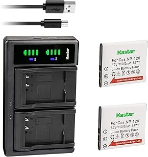 Kastar 2-Pack Battery and LTD2 USB Charger Compatible with Casio NP-120 CNP-120 Battery, BC-120 Charger, Casio Exilim EX-ZS26, Exilim EX-ZS27, Exilim EX-ZS28, Exilim EX-ZS30, Exilim EX-ZS35 Cameras