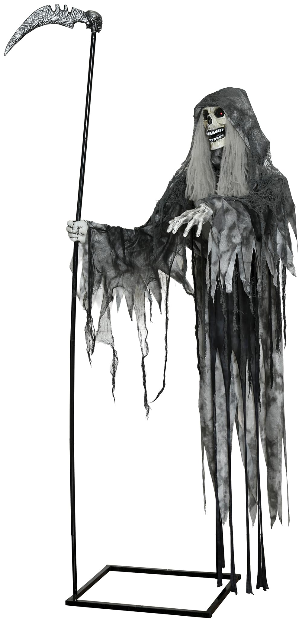 FIESTAS GUIRCA | Muñeco Muerte Voladora con Luz, Sonido y Movimiento (205 cm) - Decoración para Halloween y Oktoberfest - Ideal para Adultos y Niños - Gris y Negro