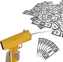 Money Gun Super Toys Paper Playing Spary Money Toys Make it Rain, 100pcs Prop Money Cash, Prop Gun Make it Rain, Handheld Cash for Game Movies Party，gift,3 pieces of AA batteries,not included