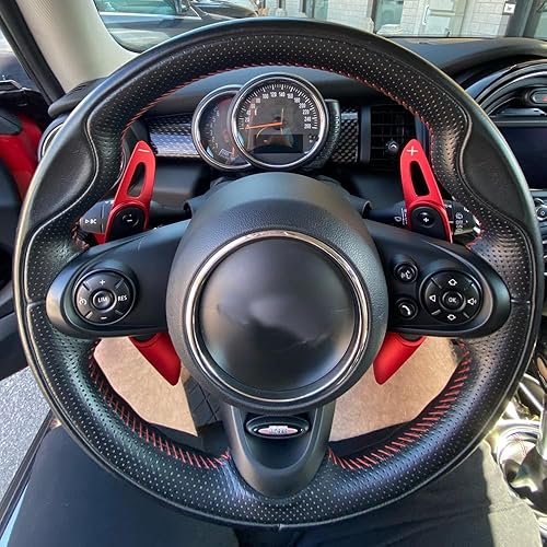 Miniatura 5 de HIBEYO Extensiones de palanca de cambios para BMW Mini MK3 F54 F55 F56 F57 F60 Cooper de metal para volante, cubierta de palanca de cambios de